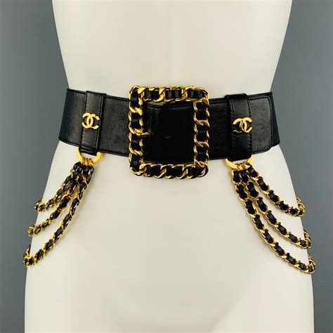 chanel 80's golden belt image|Vintage Chanel Belts .